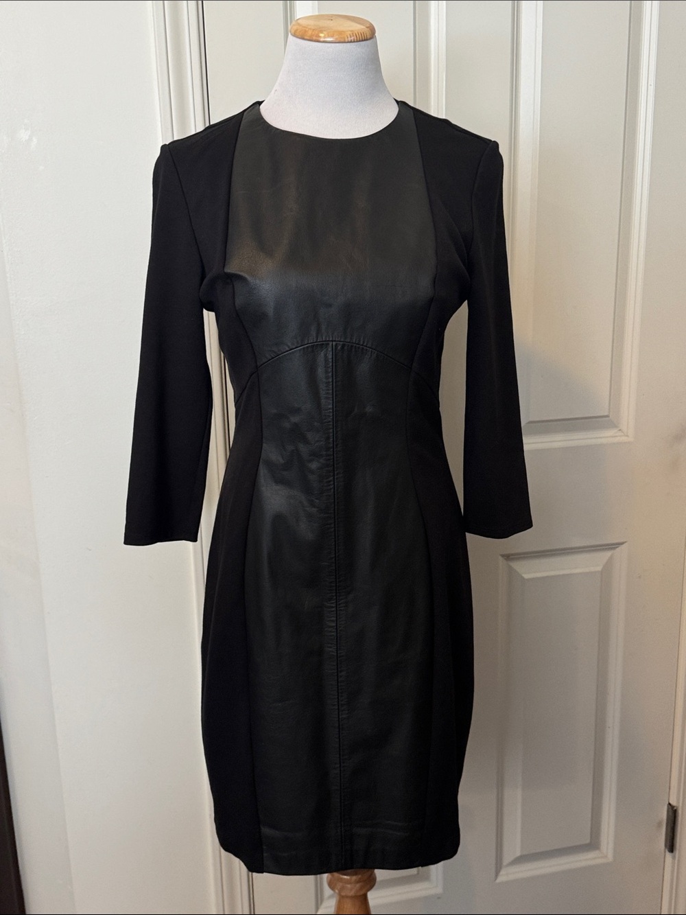 Ted Baker London Black 🖤 Leather Paneled Midi Dress, Ted Baker Size 3 / US 10.
